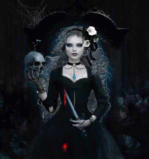 Gif animé gothique femme et crane